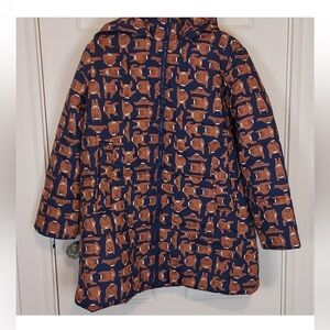 Compania Fantastica Sumo Cat Print Puffer Coat size Large